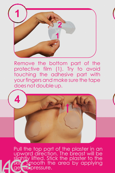 Bye Bra - Plak bh tape F-H cup met lichte silicone tepelbedekkers