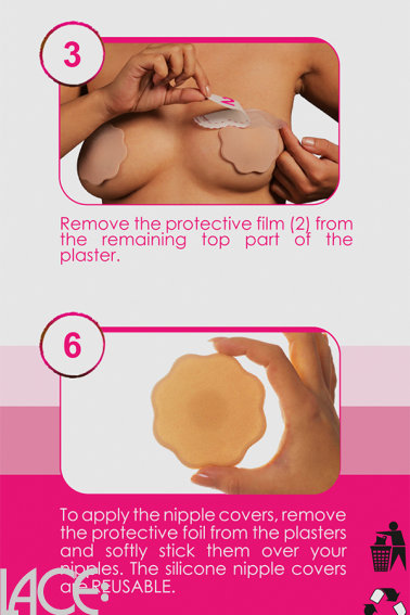 Bye Bra - Plak bh tape D-F cup met lichte silicone tepelbedekkers