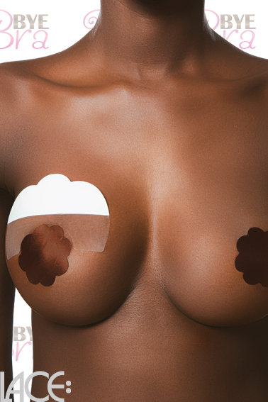 Bye Bra - Plak bh tape F-H cup met lichte zijden tepelbedekkers
