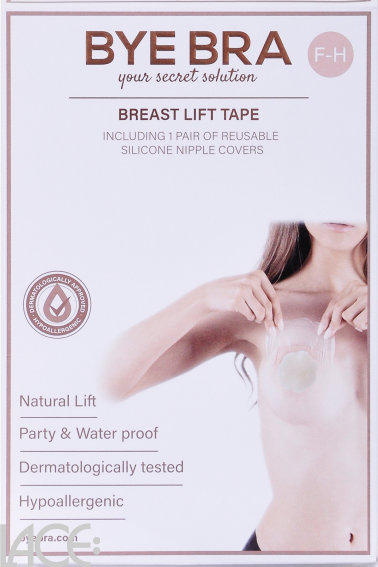 Bye Bra - Plak bh tape F-H cup met lichte silicone tepelbedekkers